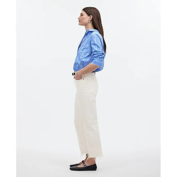 Madewell The '90s‎ Straight Crop Jean Tile White Size 27 High Rise Raw Hem NQ179 - Picture 2 of 15